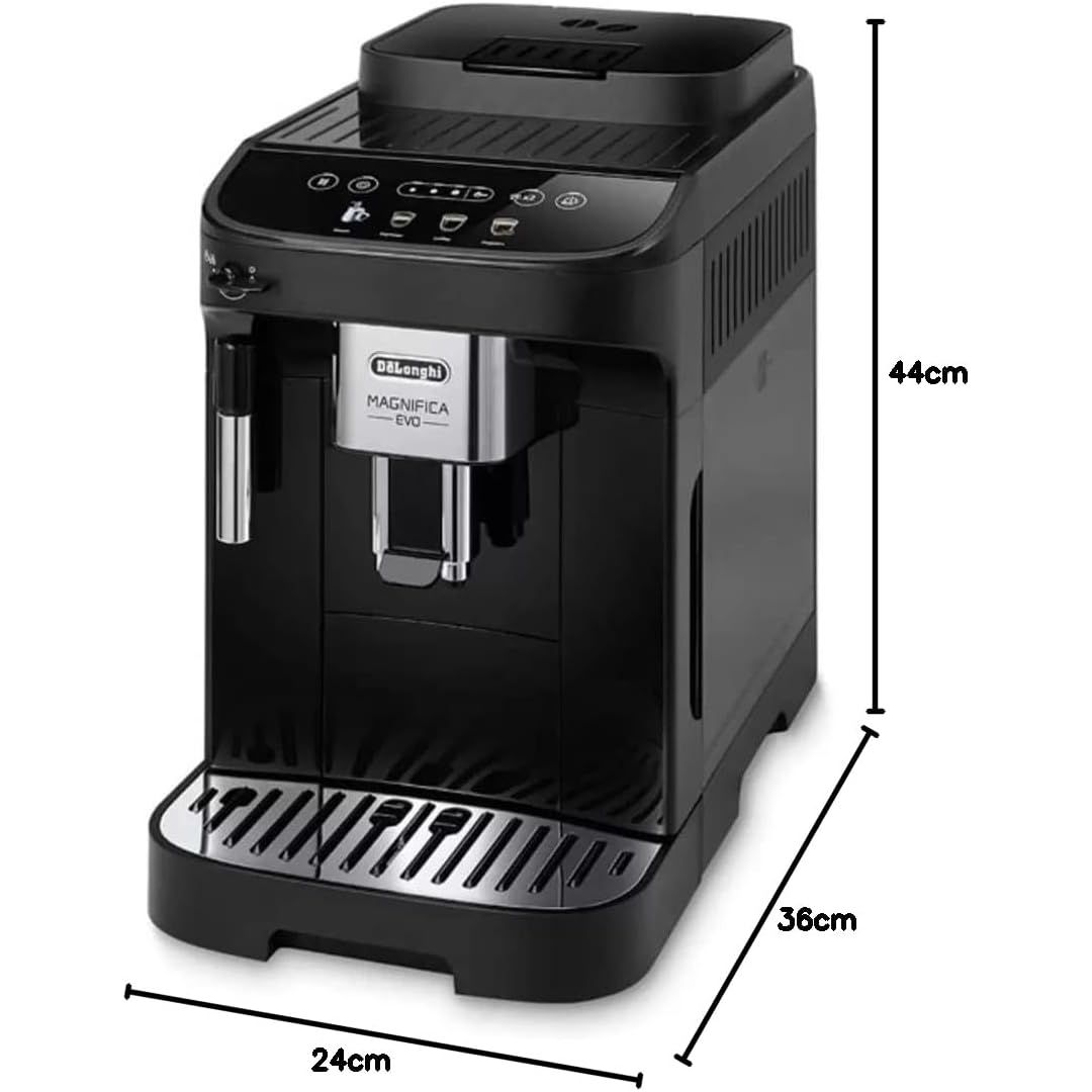 DeLonghi Magnifica Evo Bean to Cup Coffee Machine – Automatic Espresso and Cappuccino Maker with Integrated Grinder – Black & Silver