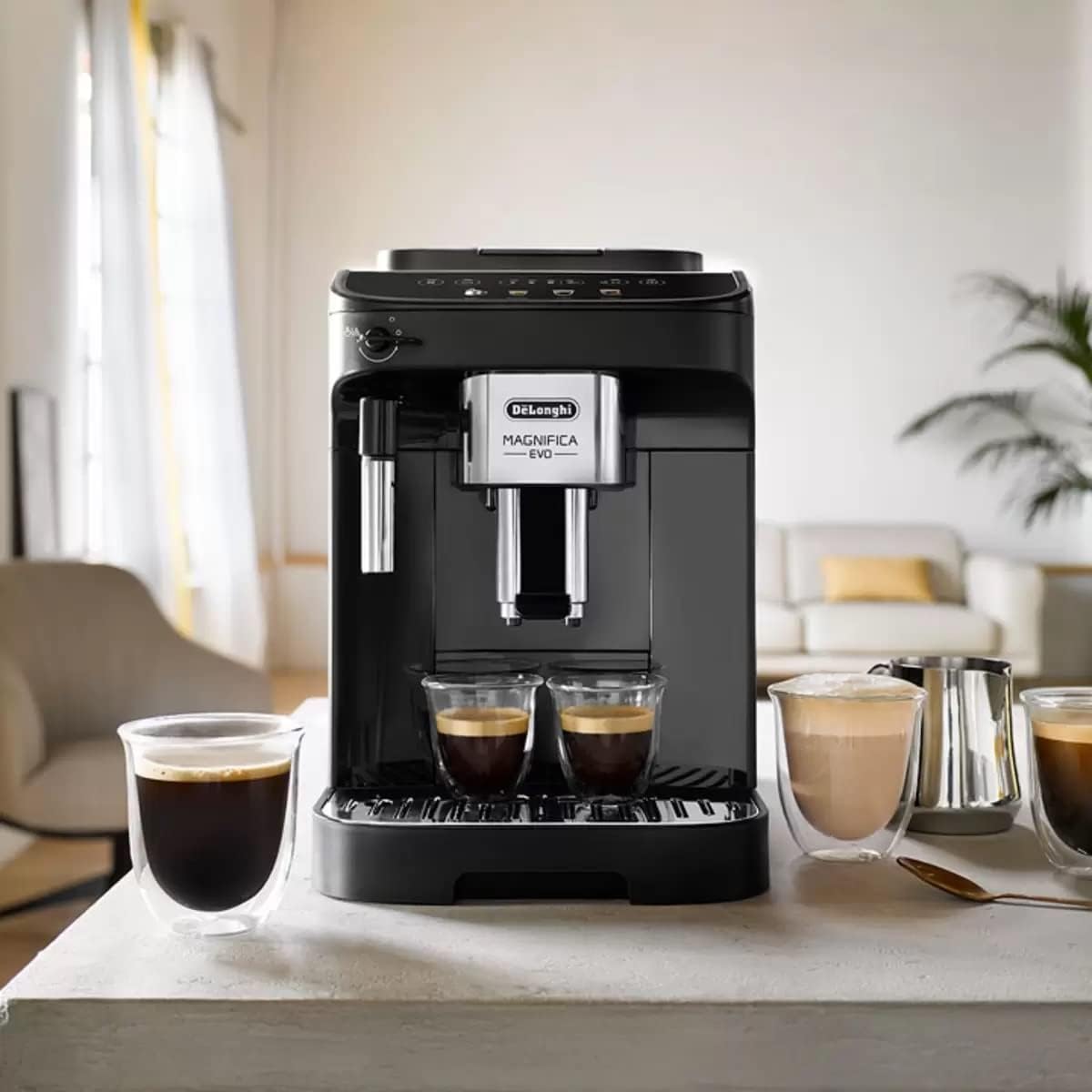 DeLonghi Magnifica Evo Bean to Cup Coffee Machine – Automatic Espresso and Cappuccino Maker with Integrated Grinder – Black & Silver